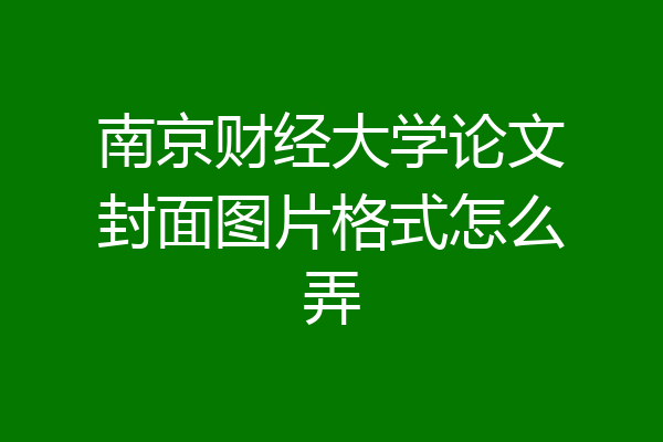 南京财经大学论文封面图片格式怎么弄