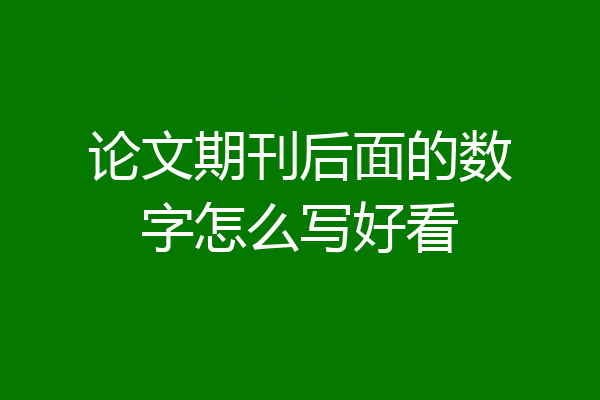 论文期刊后面的数字怎么写好看