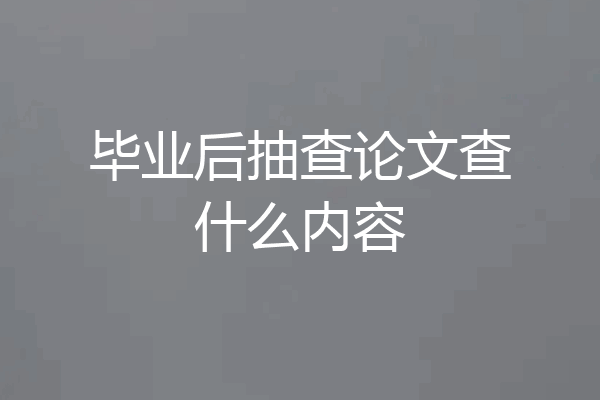 毕业后抽查论文查什么内容