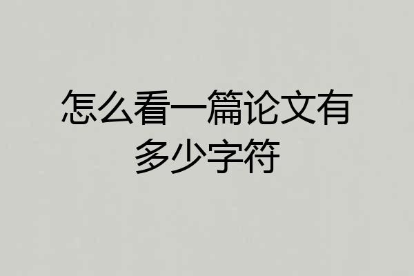 怎么看一篇论文有多少字符
