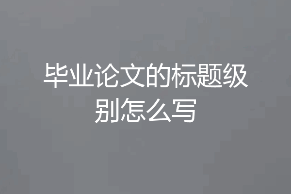 毕业论文的标题级别怎么写