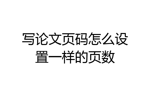 写论文页码怎么设置一样的页数