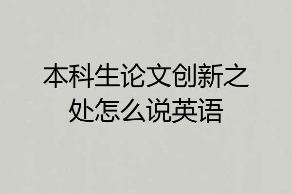 本科生论文创新之处怎么说英语