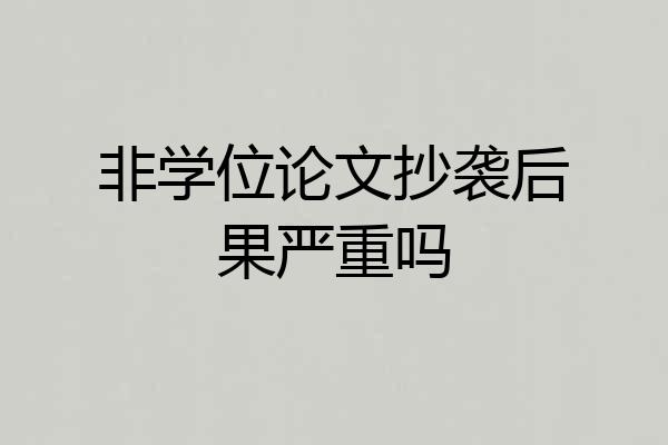 非学位论文抄袭后果严重吗