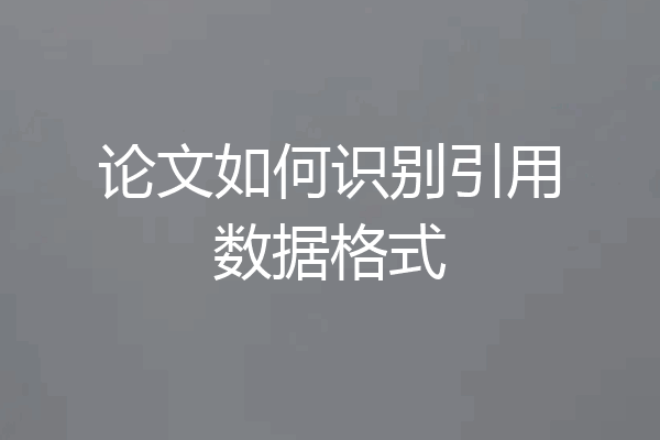 论文如何识别引用数据格式