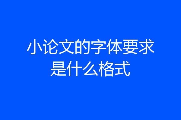 小论文的字体要求是什么格式
