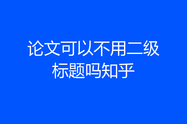 论文可以不用二级标题吗知乎