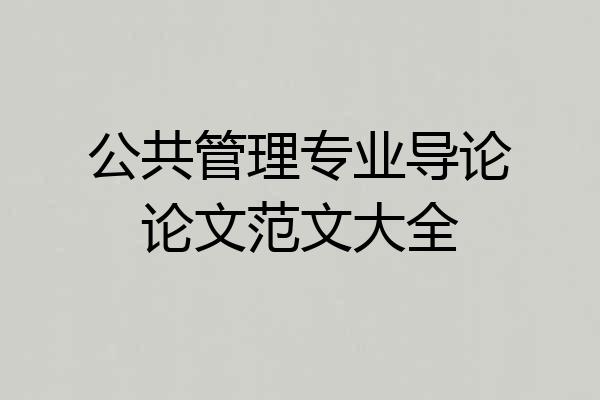 公共管理专业导论论文范文大全