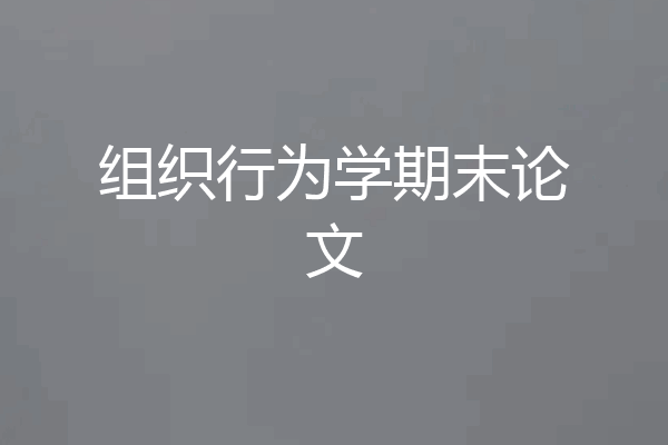 组织行为学期末论文