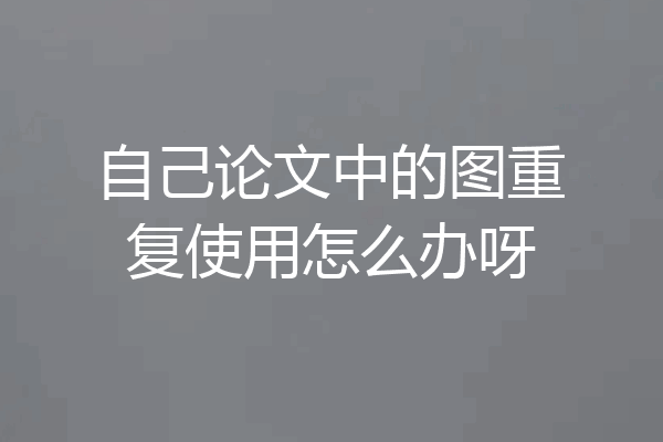 自己论文中的图重复使用怎么办呀