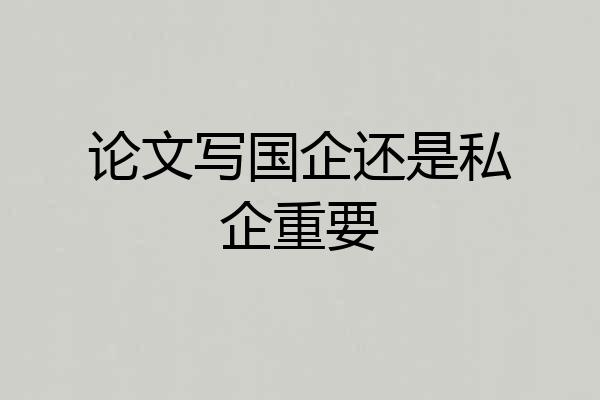论文写国企还是私企重要