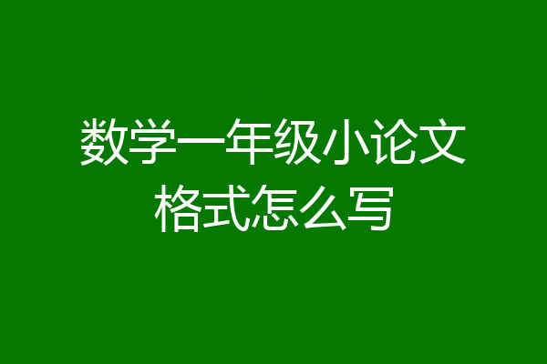 数学一年级小论文格式怎么写