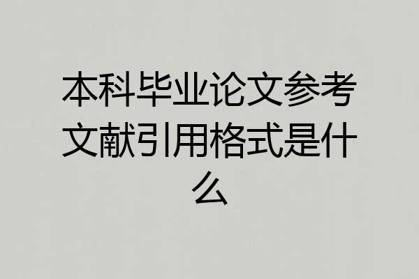 本科毕业论文参考文献引用格式是什么