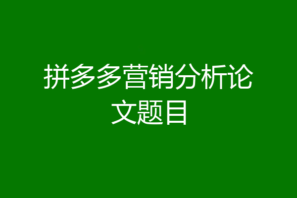 拼多多营销分析论文题目