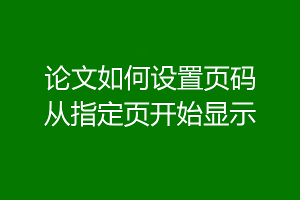 论文如何设置页码从指定页开始显示
