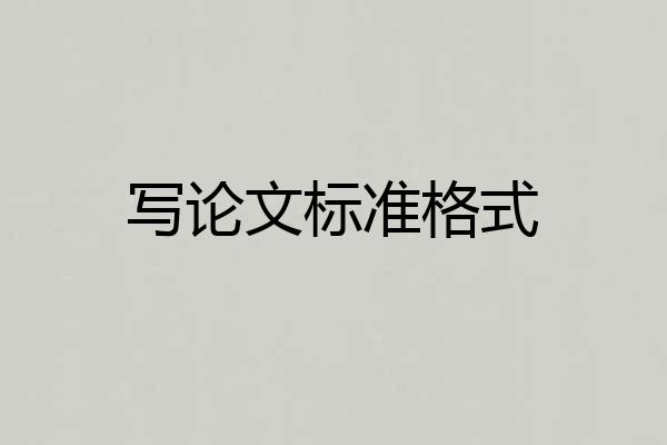 写论文标准格式