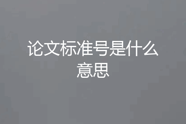 论文标准号是什么意思