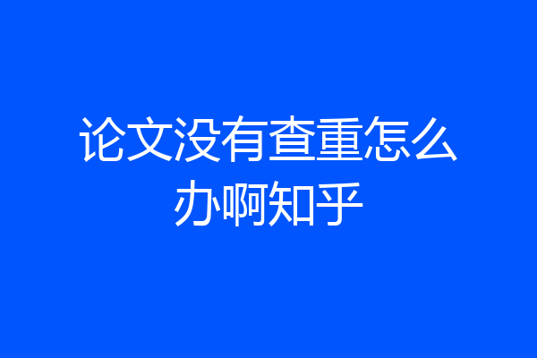 论文没有查重怎么办啊知乎