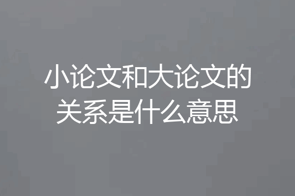 小论文和大论文的关系是什么意思