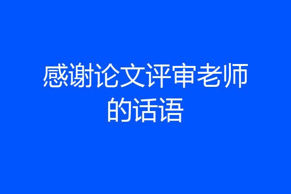 感谢论文评审老师的话语
