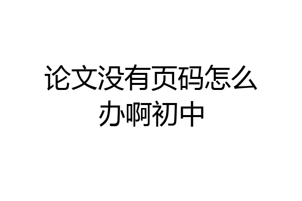 论文没有页码怎么办啊初中