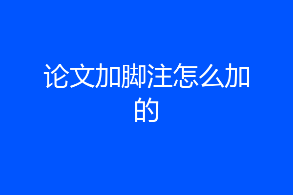 论文加脚注怎么加的