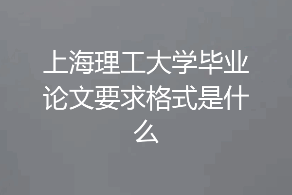 上海理工大学毕业论文要求格式是什么