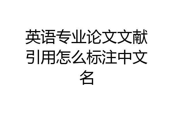 英语专业论文文献引用怎么标注中文名