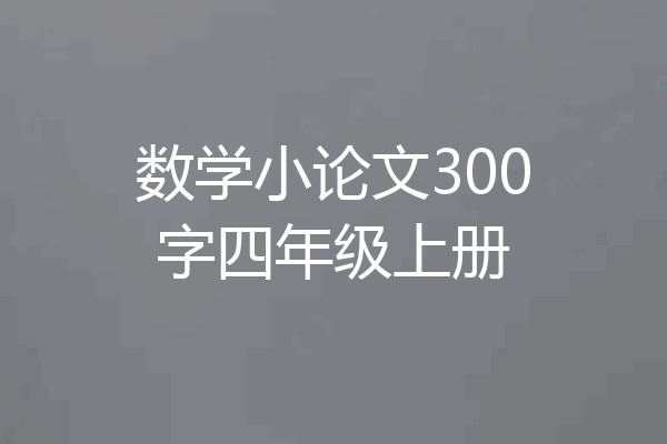 数学小论文300字四年级上册
