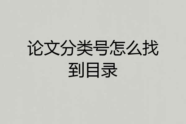 论文分类号怎么找到目录