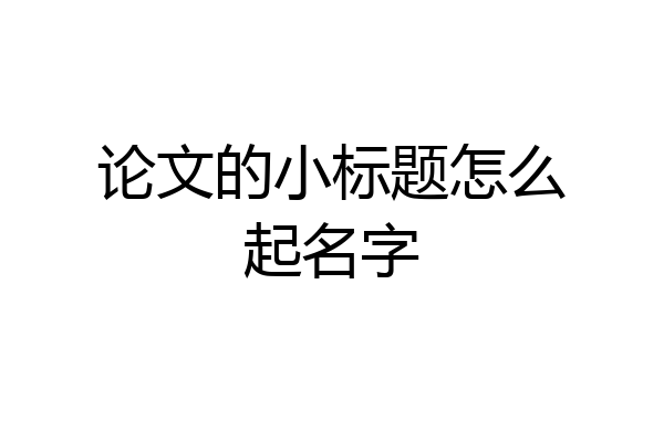 论文的小标题怎么起名字