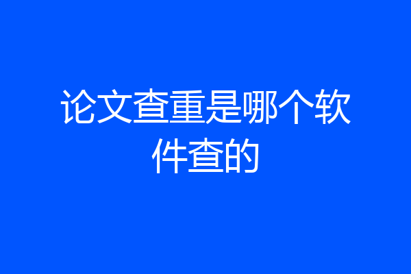 论文查重是哪个软件查的
