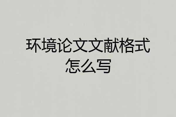 环境论文文献格式怎么写