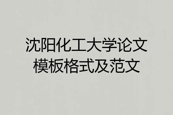 沈阳化工大学论文模板格式及范文