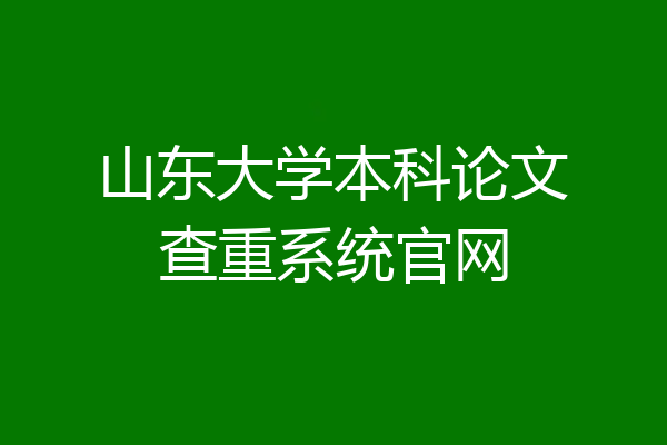 山东大学本科论文查重系统官网