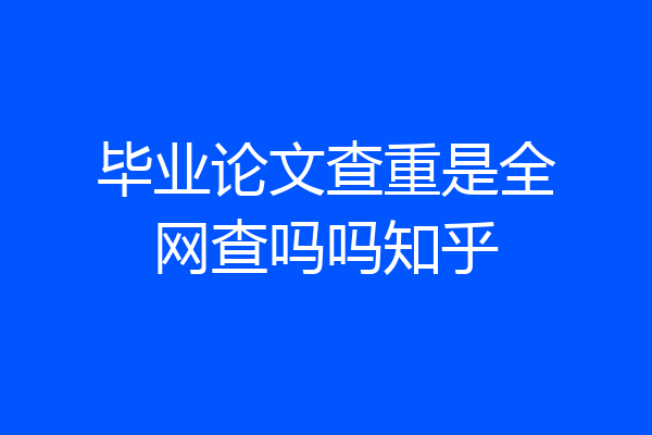 毕业论文查重是全网查吗吗知乎