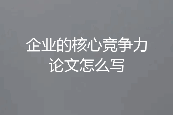 企业的核心竞争力论文怎么写