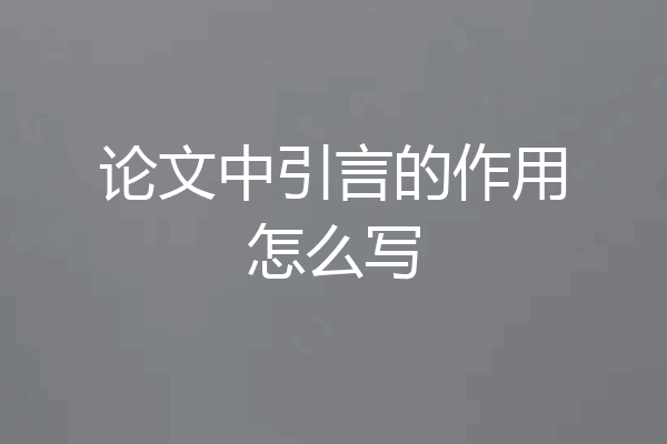 论文中引言的作用怎么写
