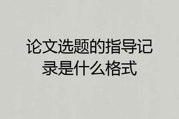 论文选题的指导记录是什么格式