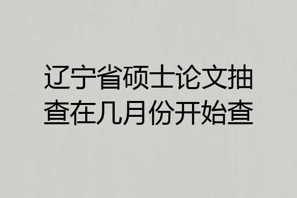 辽宁省硕士论文抽查在几月份开始查