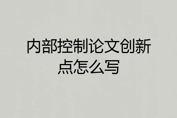 内部控制论文创新点怎么写