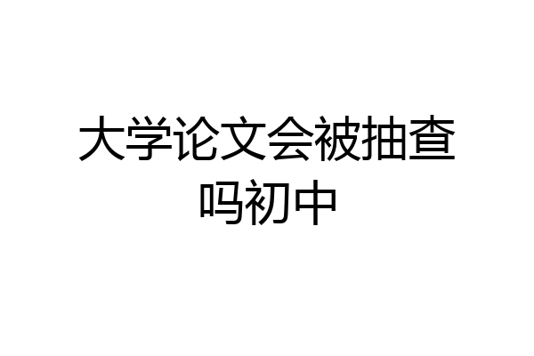 大学论文会被抽查吗初中