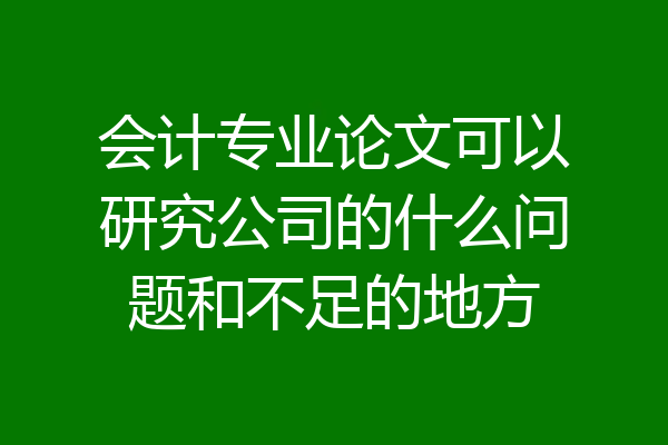 会计专业论文可以研究公司的什么问题和不足的地方