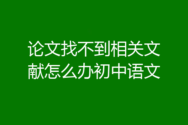 论文找不到相关文献怎么办初中语文