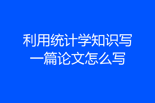 利用统计学知识写一篇论文怎么写