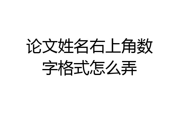 论文姓名右上角数字格式怎么弄
