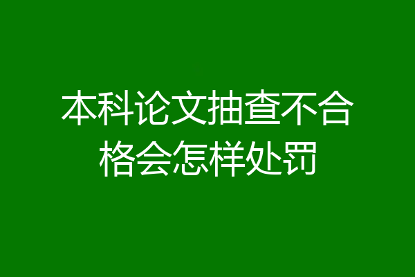 本科论文抽查不合格会怎样处罚