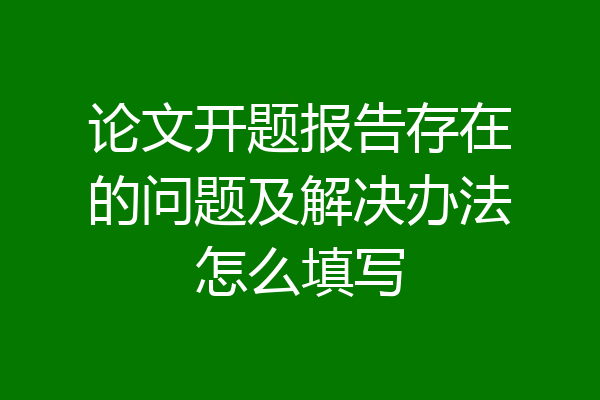 论文开题报告存在的问题及解决办法怎么填写