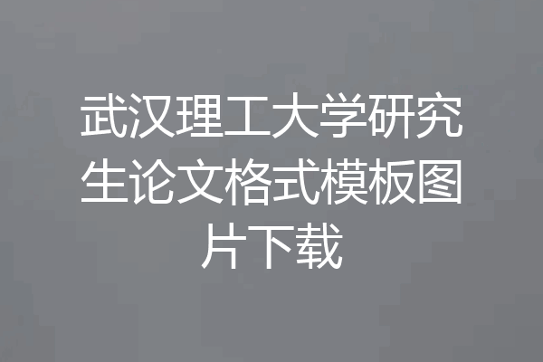 武汉理工大学研究生论文格式模板图片下载
