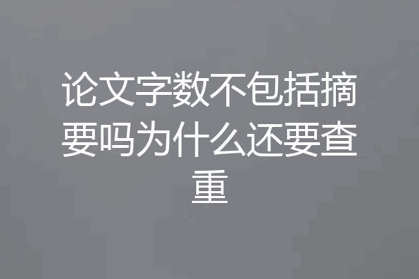 论文字数不包括摘要吗为什么还要查重